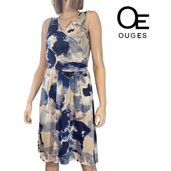 OUGES V-Neck Dress Sleeveless Maternity Nursing Gown Breastfeeding Postpartum - Picture 14 of 16